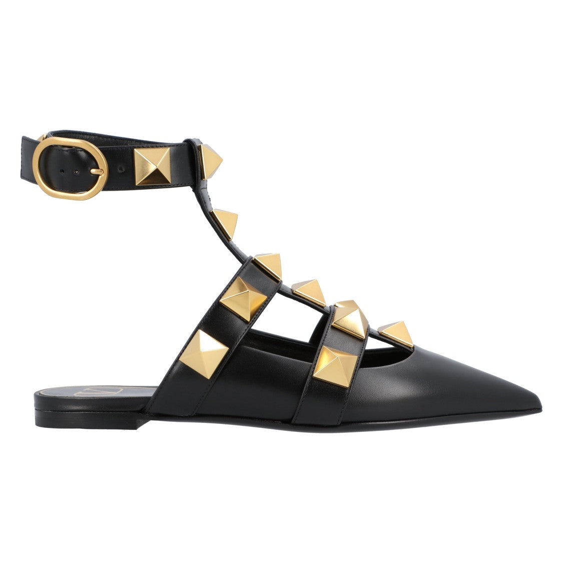 Valentino Black Ballerinas With Iconic Roman Stud Rivets