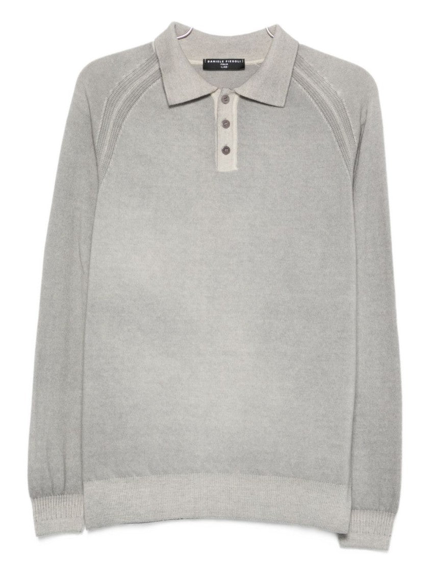 Daniele Fiesoli Classic Grey Sweater With Polo Collar