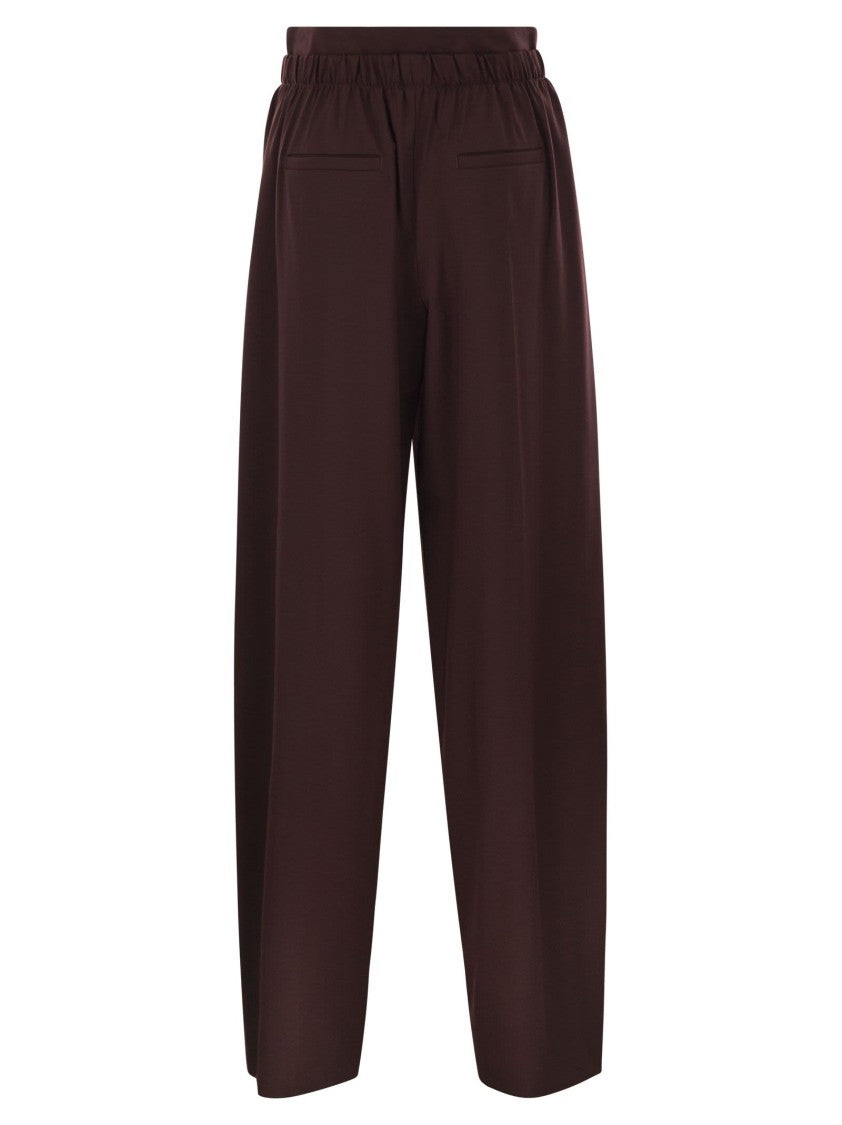 Sportmax Wide-Leg Stretch Wool Trousers With Double Belt Detail