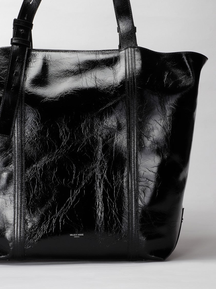 Golden Goose 24.7 Ew Shiny Wavy Leather Body Ruthenium Bag