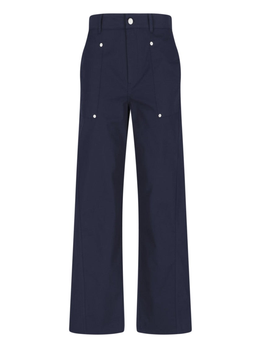 Paloma Wool Blue Cropped Wide-Leg Rivet Trousers
