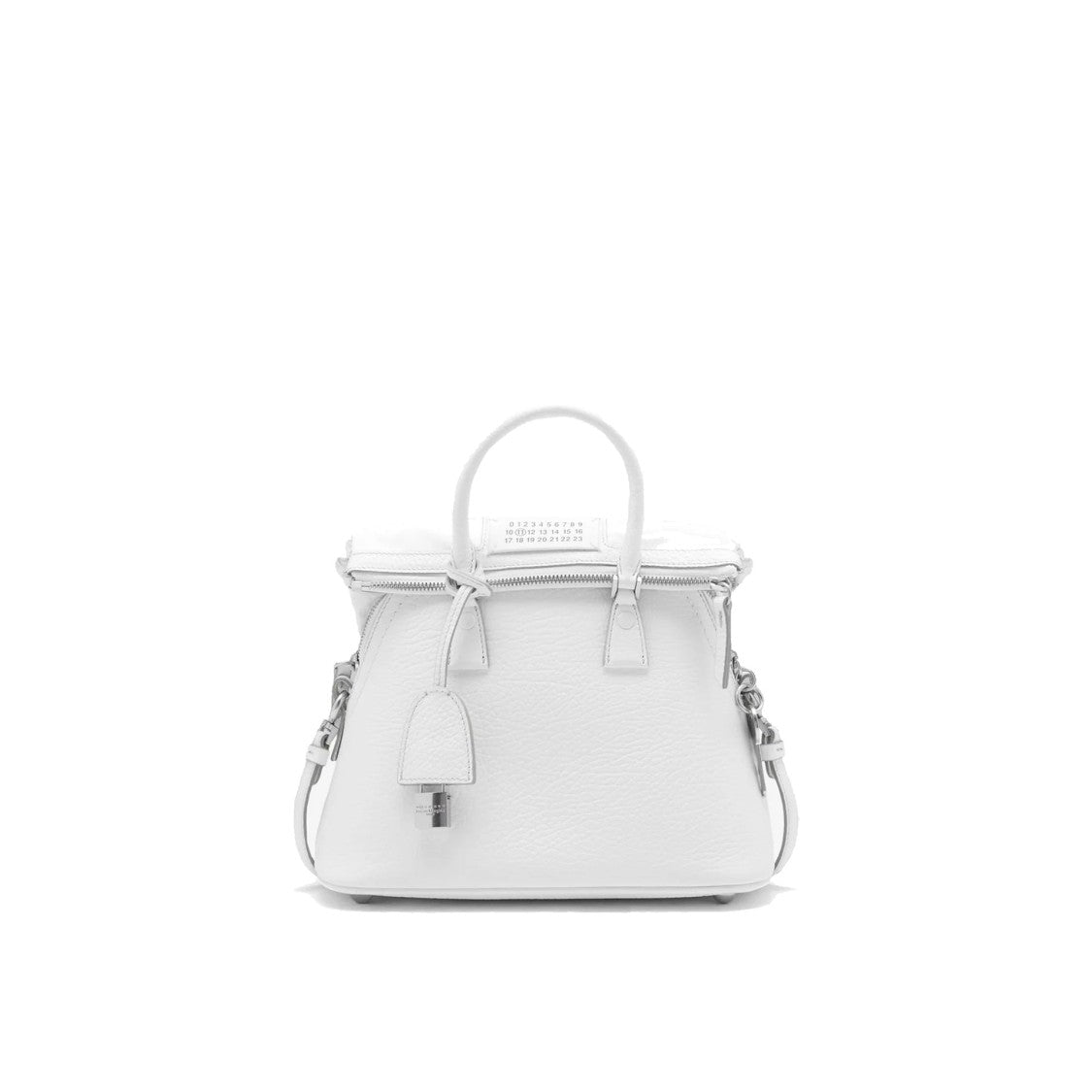 Maison Margiela Trapezoidal Textured Leather Mini Bag With Silver Hardware