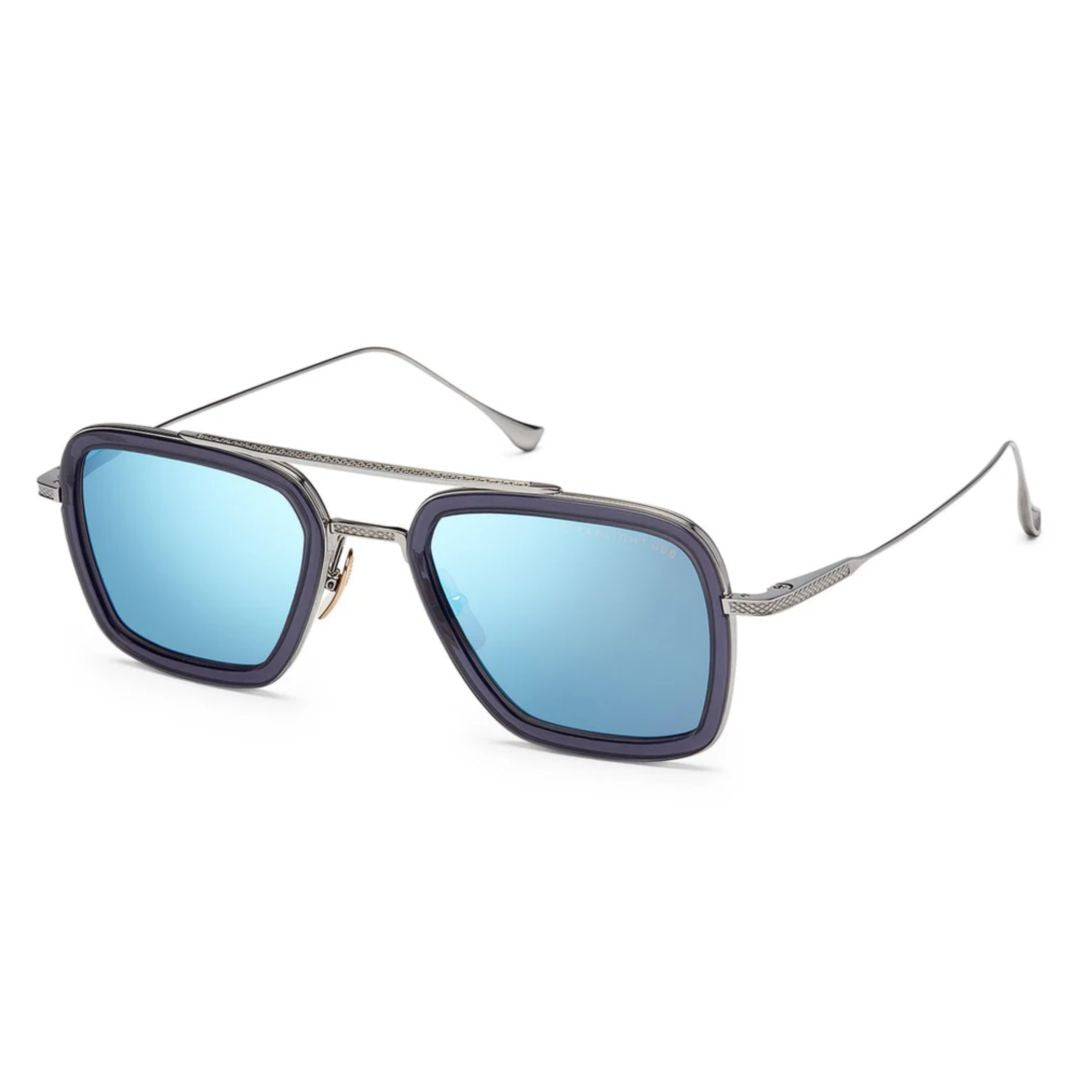 Dita Flight.006 Bold Rectangular Metal Acetate Sunglasses With Textured Detailing