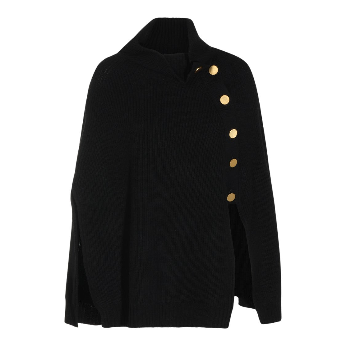 Alberta Ferretti Ribbed Knit Sweater With Asymmetrical Closure