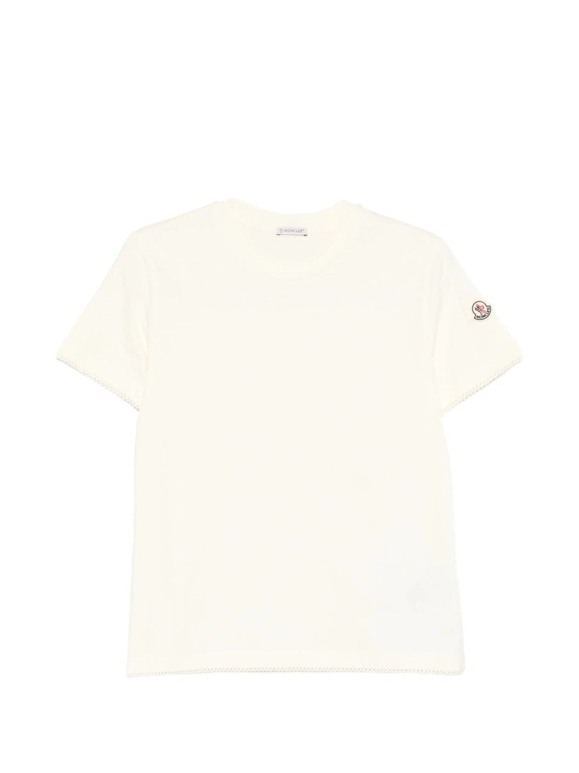 Moncler Black Scalloped Edge Short-Sleeved Top