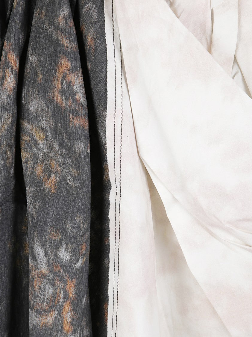 Ganni Printed Stretch Cotton Draped Skirt