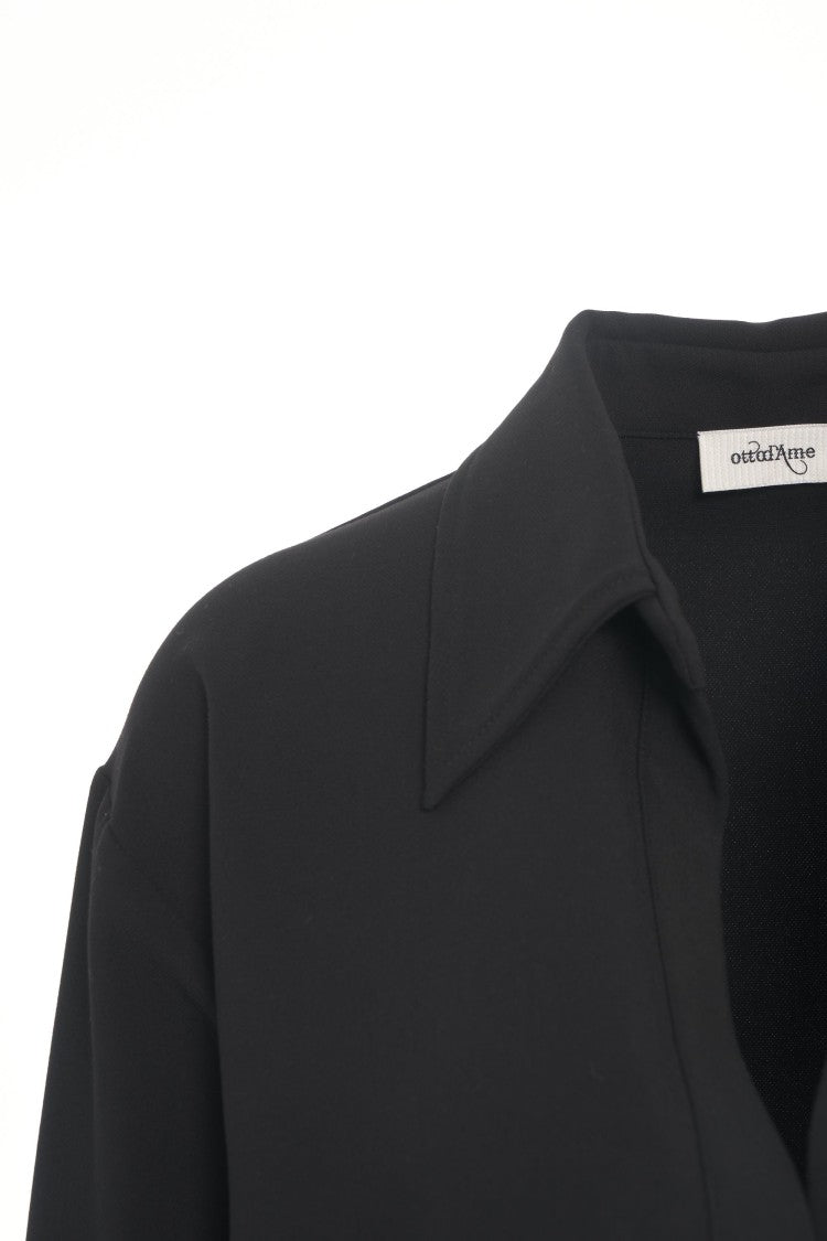 Ottod'ame Relaxed Fit Oversized Blouse With Distinctive Collar