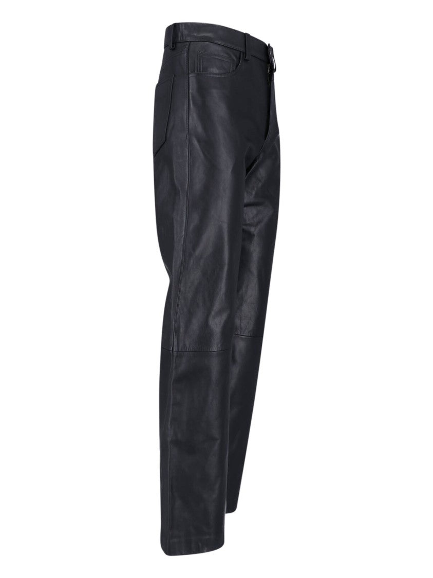 Sunflower Black Straight Twist Five-Pocket Leather Pants