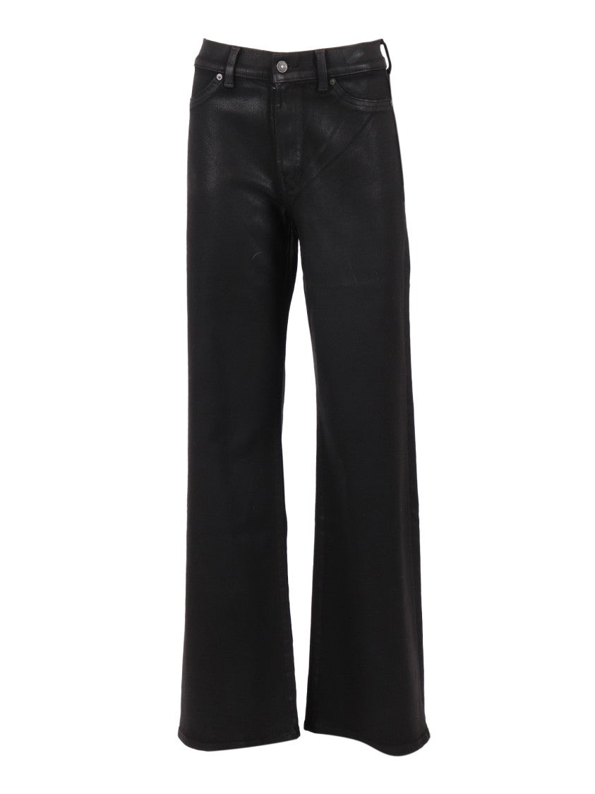 7 For All Mankind Coated Black Slim Fit Jeans With Five-Pocket Design