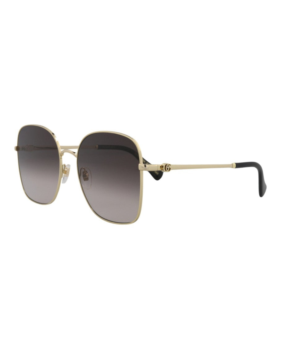 Gucci Square-Frame Metal Sunglasses With Gradient Tinted Lenses
