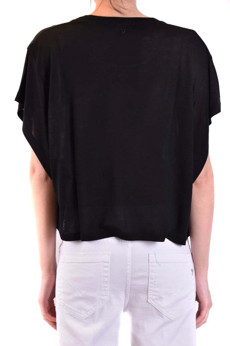 Dondup Cropped Black T-Shirt With Relaxed Fit