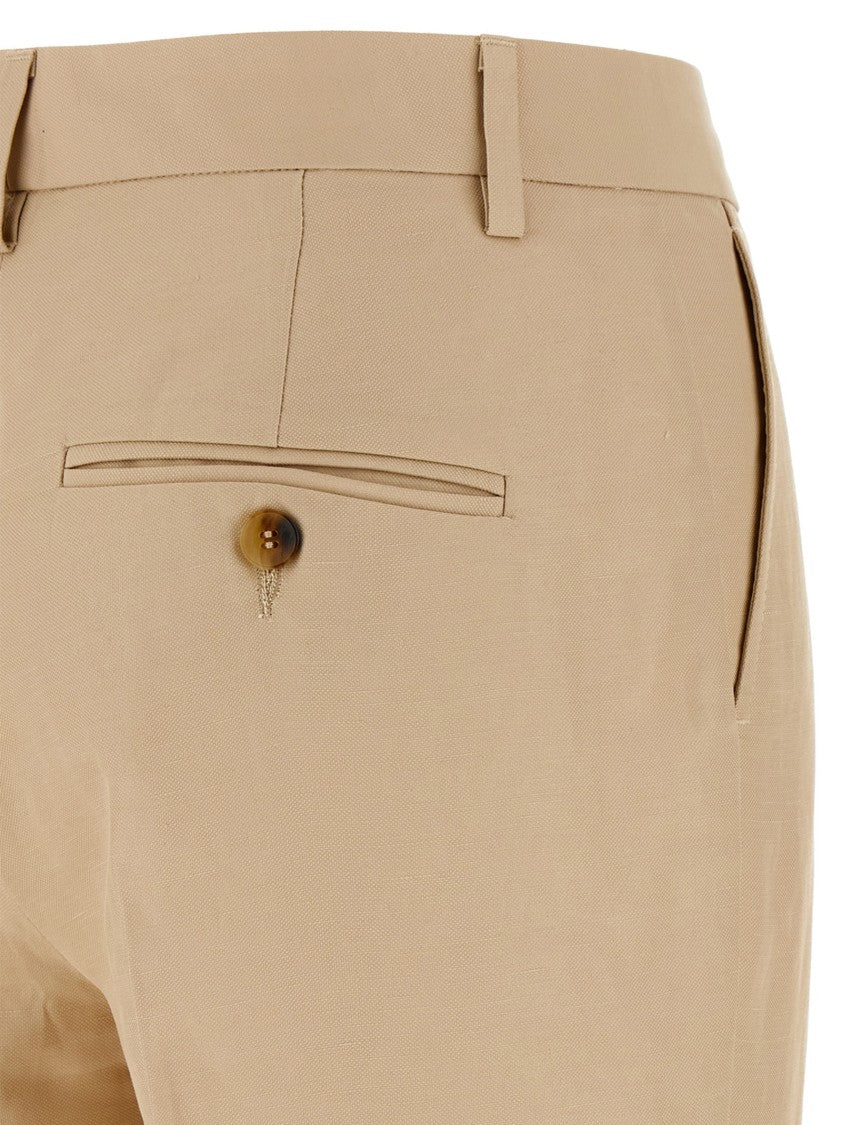 Alberto Biani Linen Blend Chinos With Front Pleat