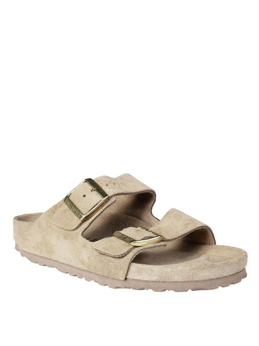 Birkenstock Suede Arizona Metallic Buckle Sandals