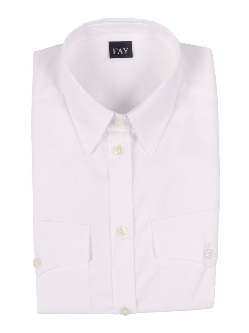 Fay White Button Up Pointed Shirt