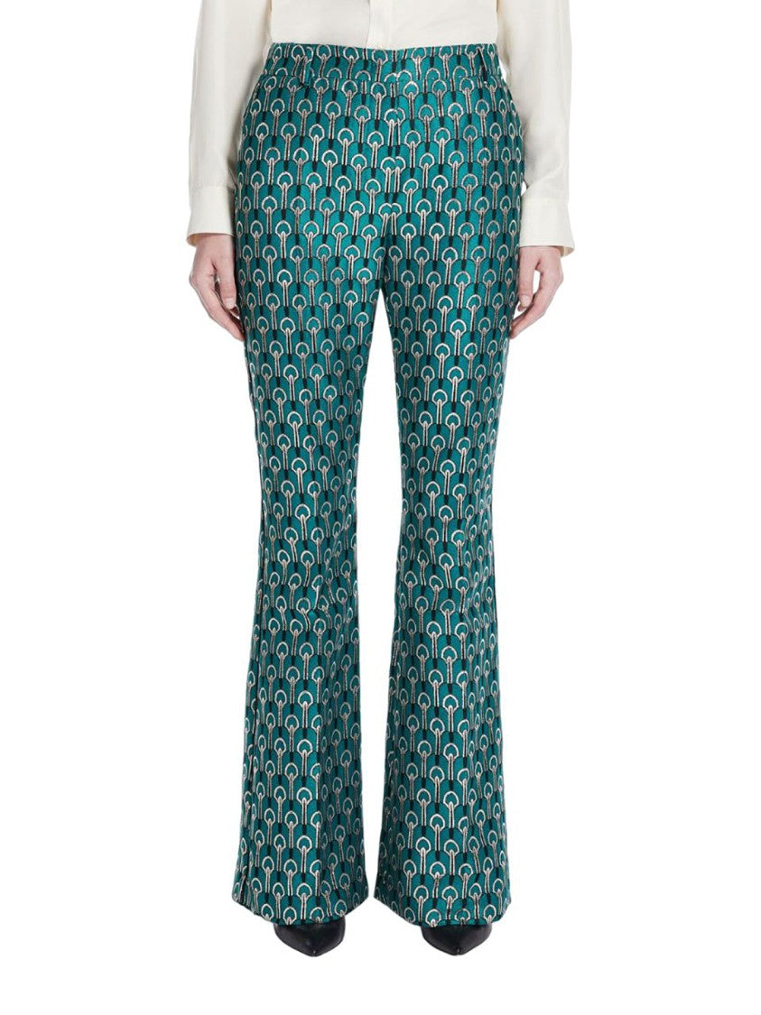 Max Mara Flared High-Waist Pants With Geometric Pattern