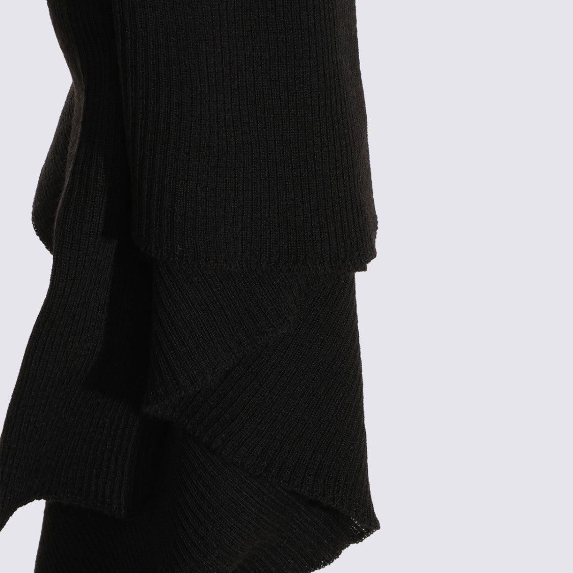 Rick Owens Draped Open-Front Black Sweater With Asymmetrical Hem
