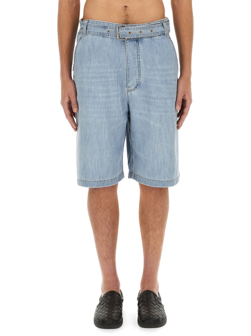 Bottega Veneta Classic Blue Denim Bermuda Shorts With Relaxed Fit