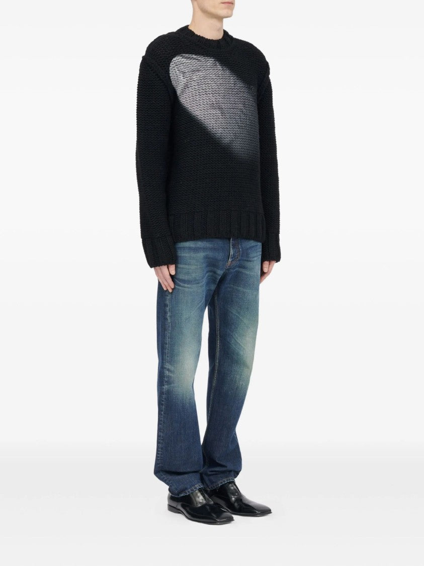 Mm6 By Maison Margiela Knit Wool Crewneck Sweater With Graphic Detail
