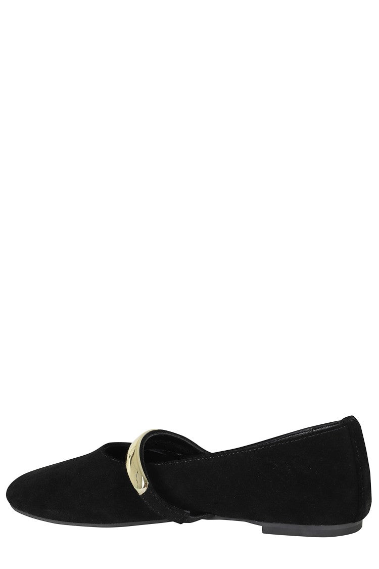 Senso Caela Iii Gold Strap Suede Ballet Flats