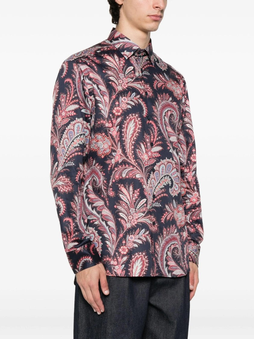 Etro Roma Blue Paisley Pattern Shirt