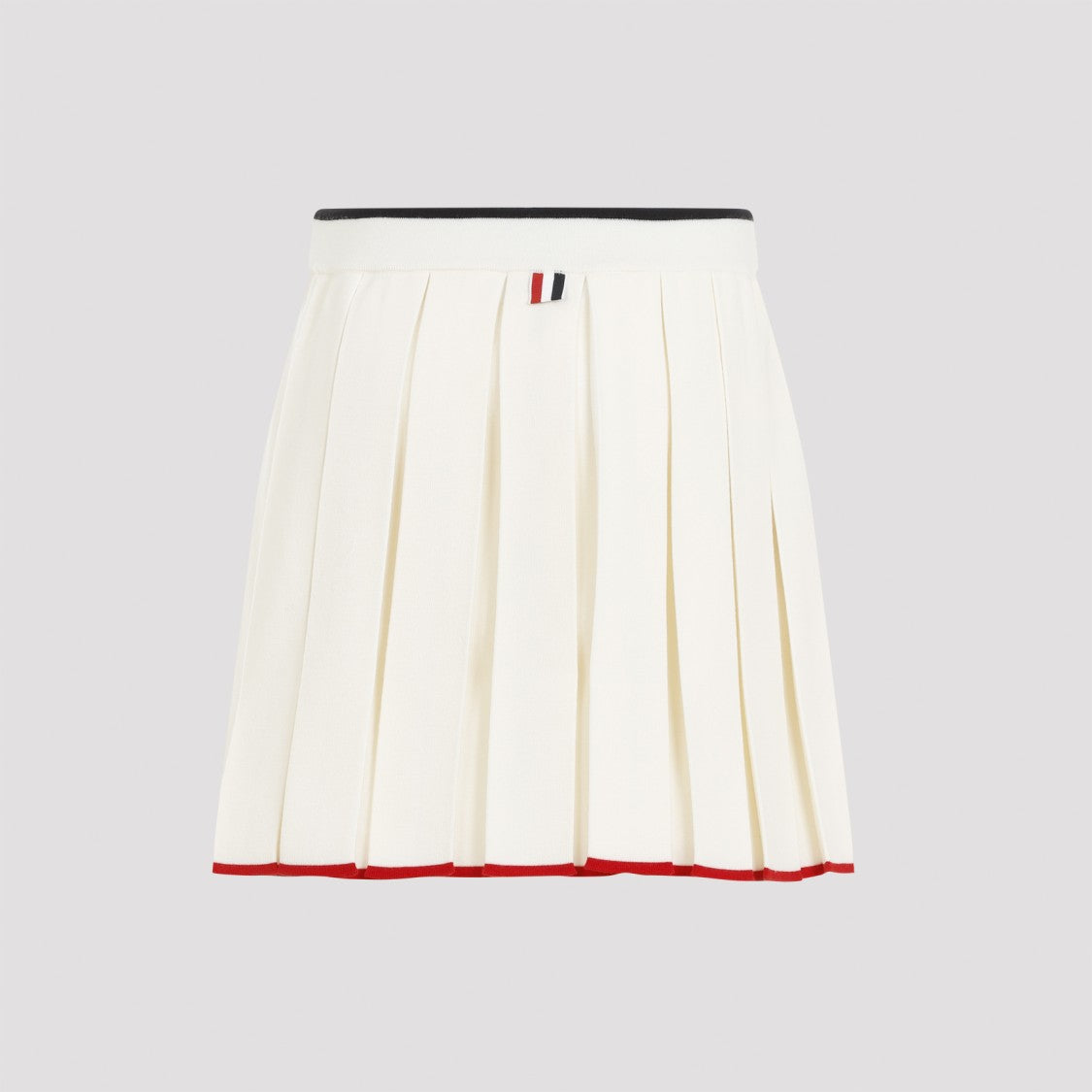 Thom Browne White Virgin Wool Full Needle Stitch Mini Pleated Skirt