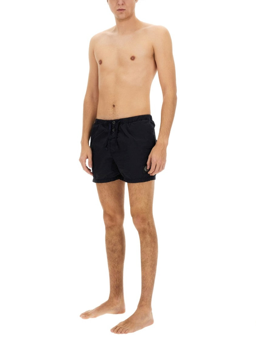 Stone Island Regular Fit Black Swim Shorts