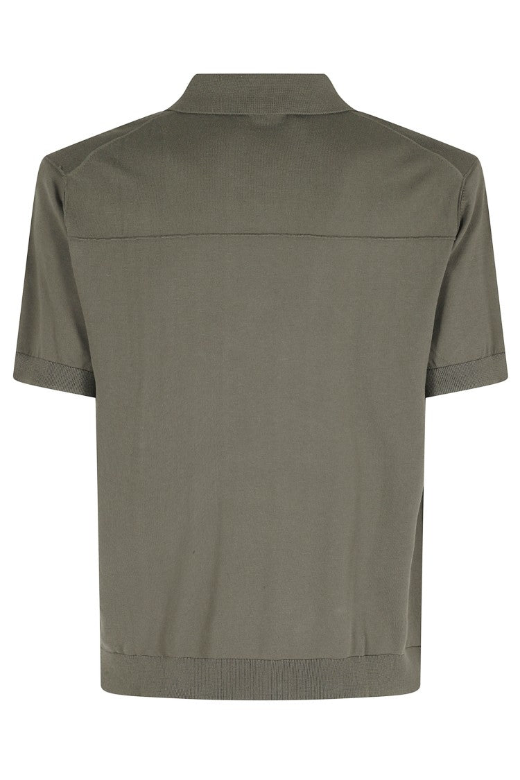 Paolo Pecora Green Knitted Buttonless Cotton Polo Shirt