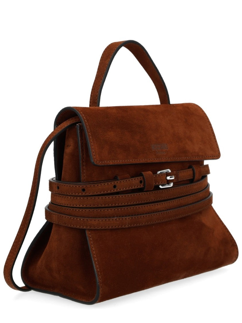 Moschino Tie Me Small Suede Handbag