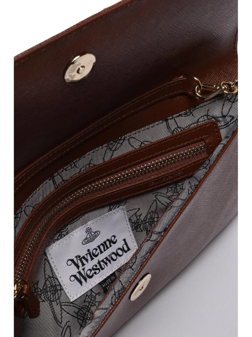 Vivienne Westwood Brown Leather Clip Clutch