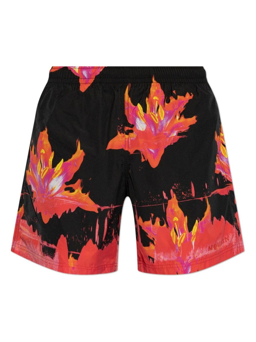 Alexander Mcqueen Black/Red Swim Shorts