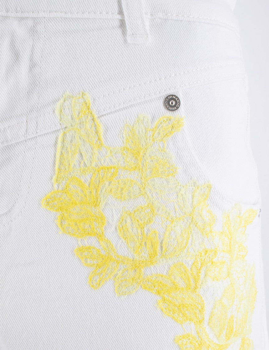 Ermanno Firenze Cotton Shorts With Floral Lace Appliqués