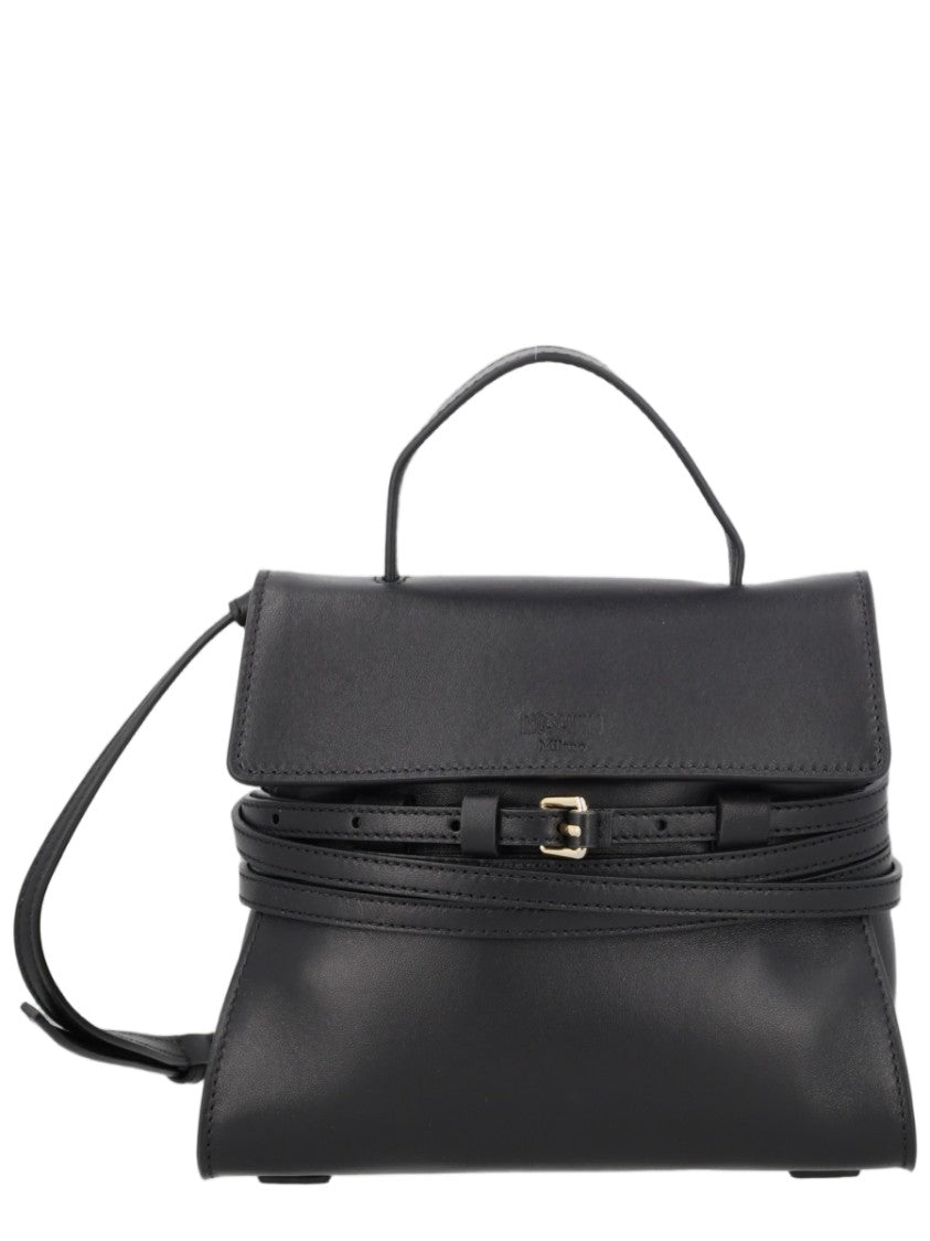 Moschino Black Belt Detail Structured Polyester Handbag