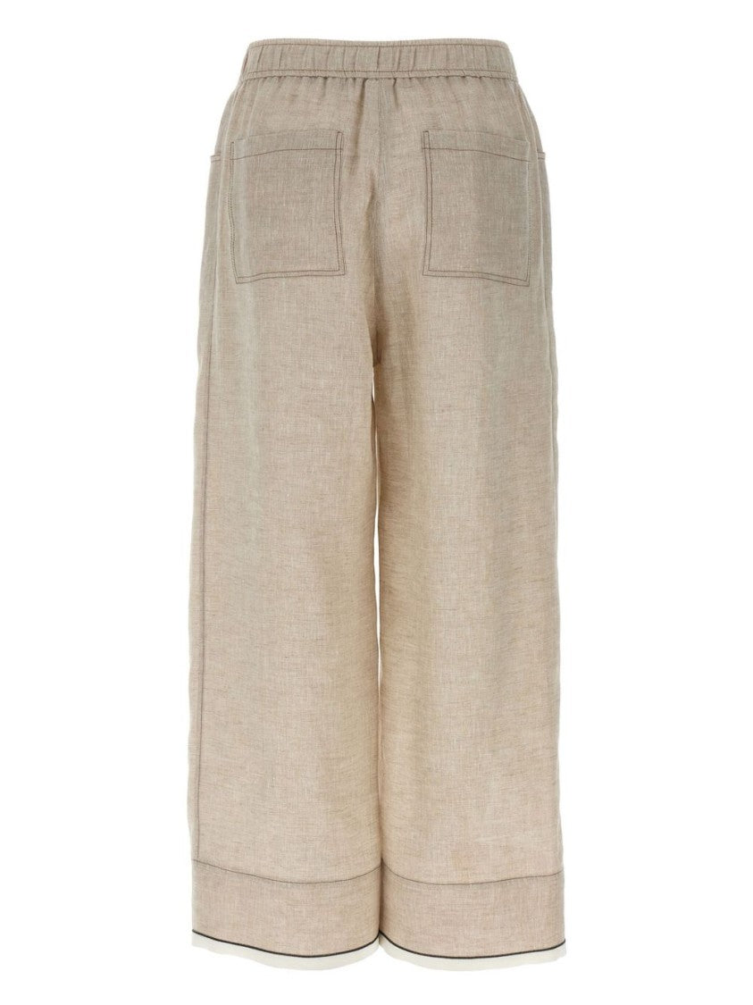 Brunello Cucinelli Relaxed Straight-Leg Trousers With Logo Patch