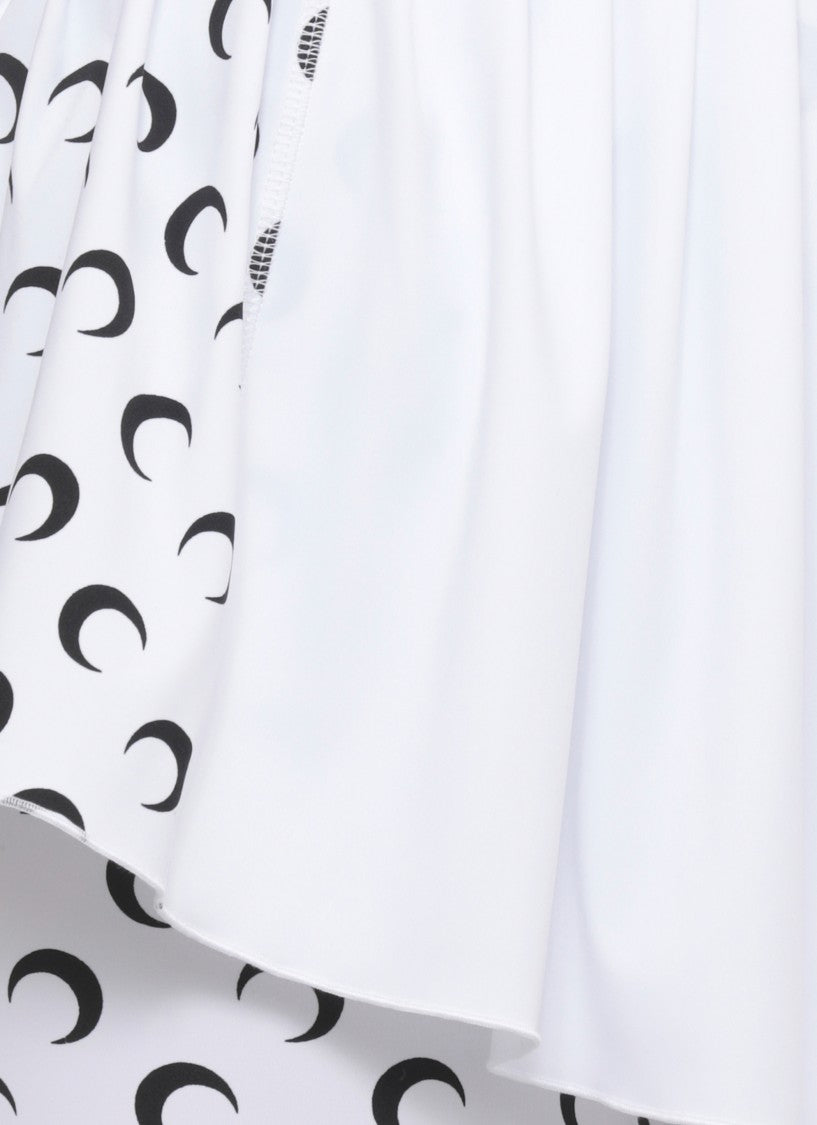Marine Serre Asymmetrical Moon Pattern Skort With Pleated Overlay