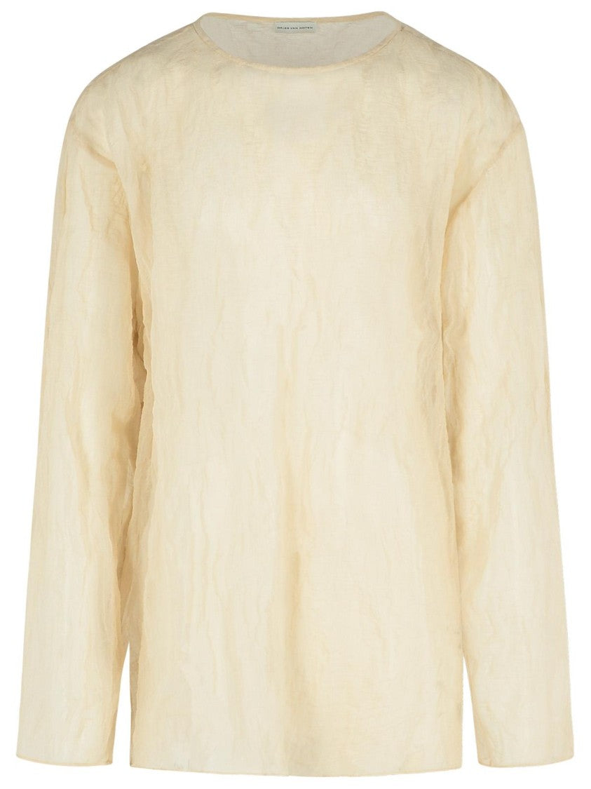 Dries Van Noten Hen Ivory Cotton T-Shirt