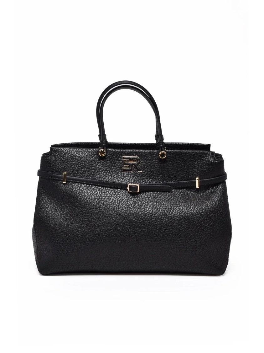 Ermanno Firenze Black Polyurethane Unity Handbag