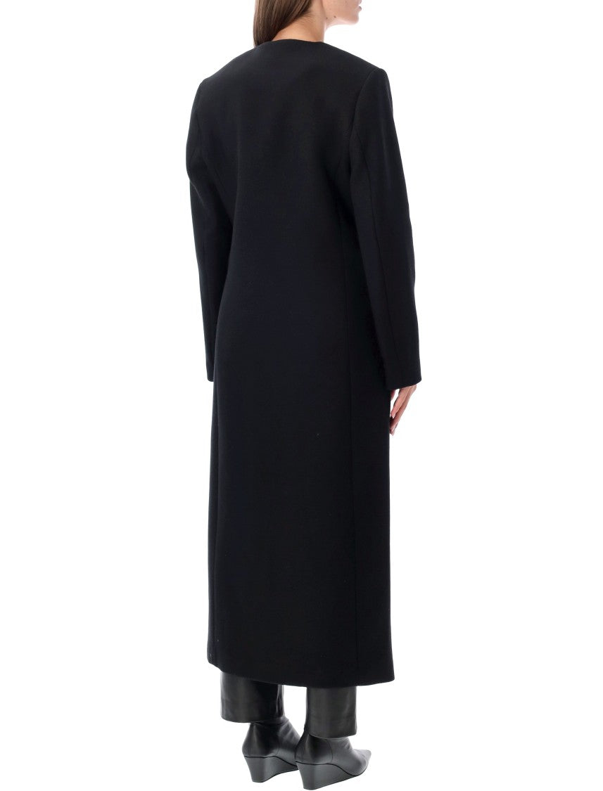 Loulou De Saison Refined Black Twill Arita Fitted Coat