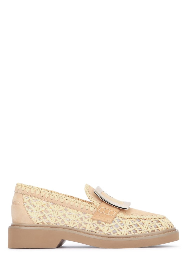 Roger Vivier Raffia Braided Loafer With Metallic Buckle