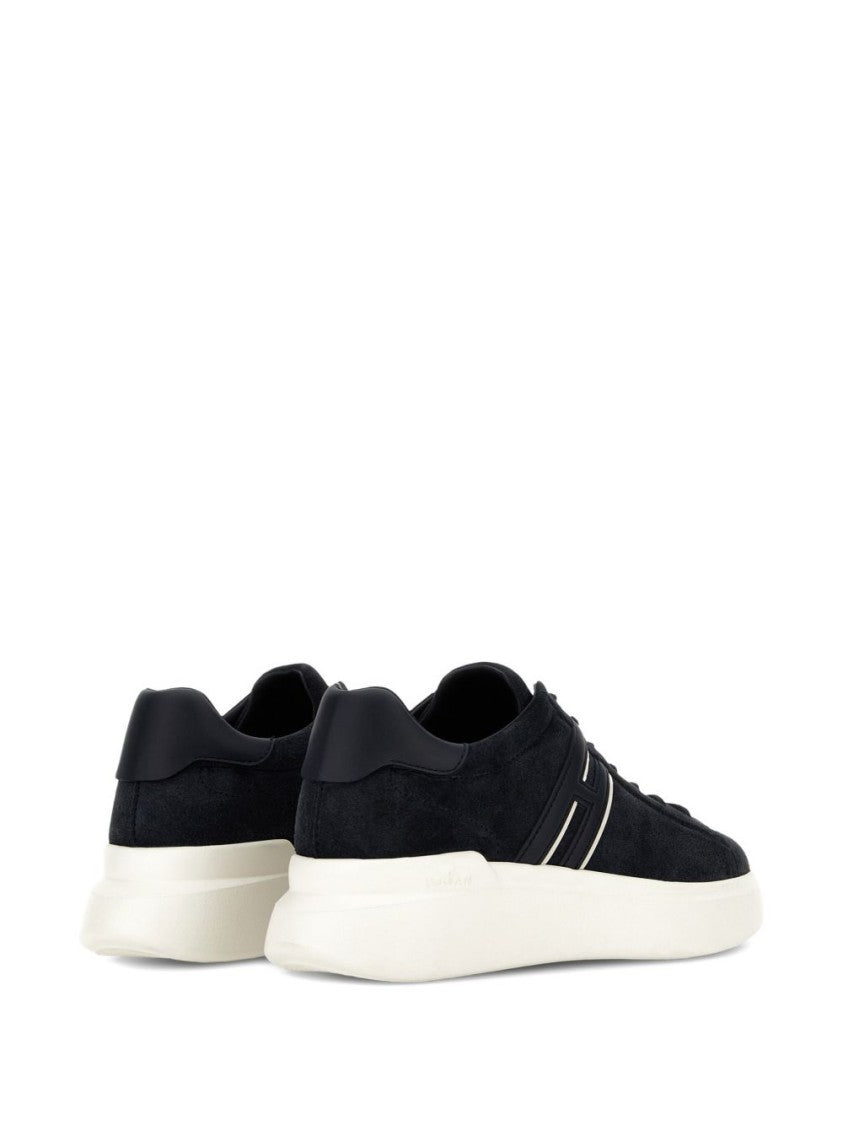 Hogan Black Leather Sneakers With Logo-Embellished Side Panels