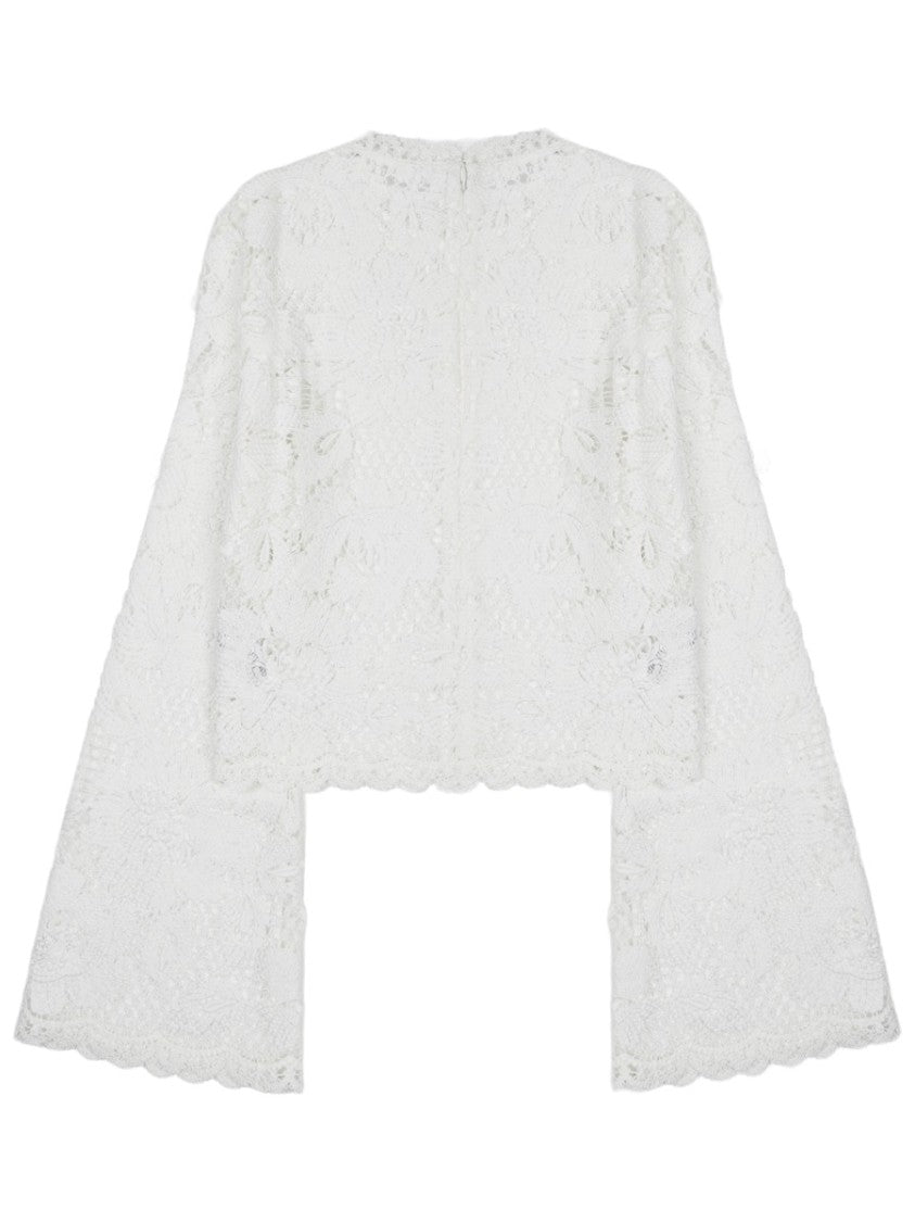 Self-Portrait Crochet Floral Lace Flared Top