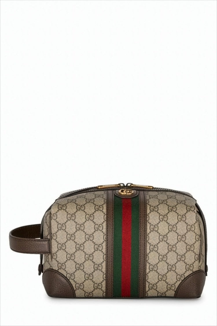 Gucci Beige Monogram Clutch With Gold Hardware