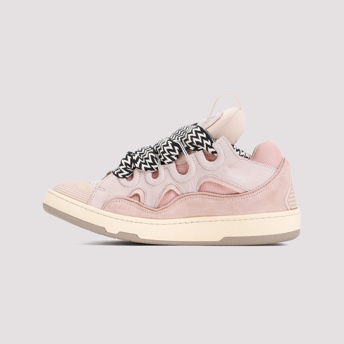 Lanvin Pink Suede Calf Leather Curb Sneakers