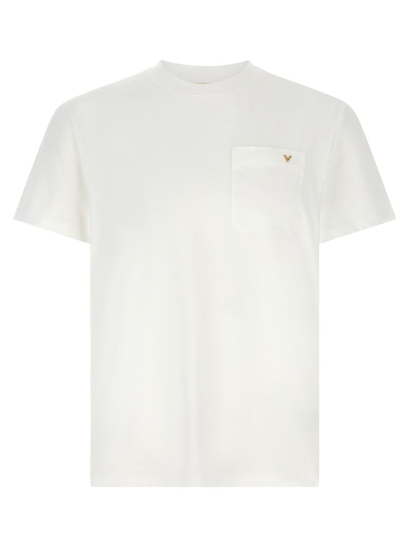 Valentino Garavani Crew Neck T-Shirt With Antiqued 'V' Emblem