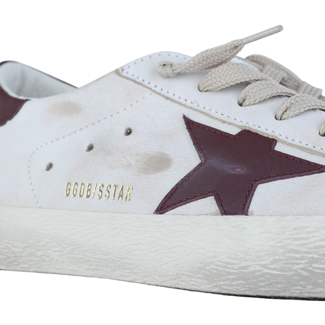 Golden Goose Worn-In White Leather Sneakers With Contrast Detail