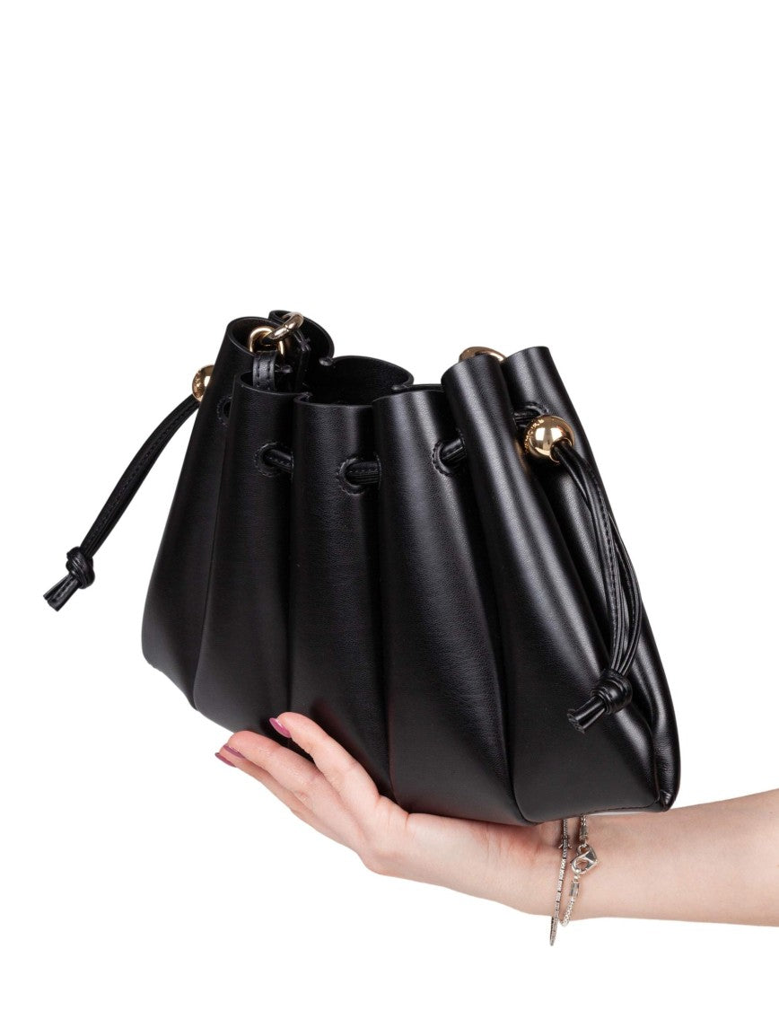 Themoirè Accordion-Design Vegan Leather Bag With Lace Closure And Gold Hardware