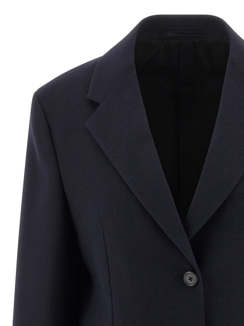 Prada Tailored Black Wool Blazer With Peak Lapels And Structured Silhouette