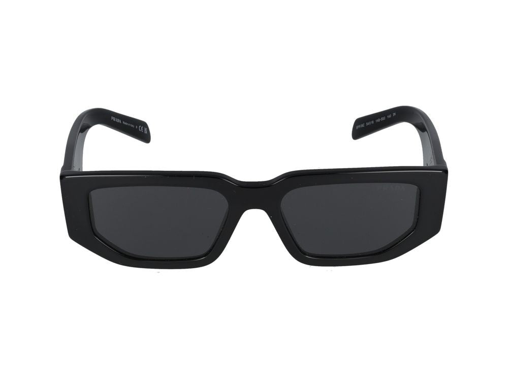Prada Bold Oversized Black Acetate Sunglasses With Triangular Logo Plaque