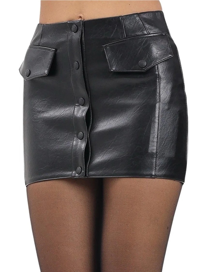 Patrizia Pepe Eco Mini Skirt With Contemporary Snap Button Closure