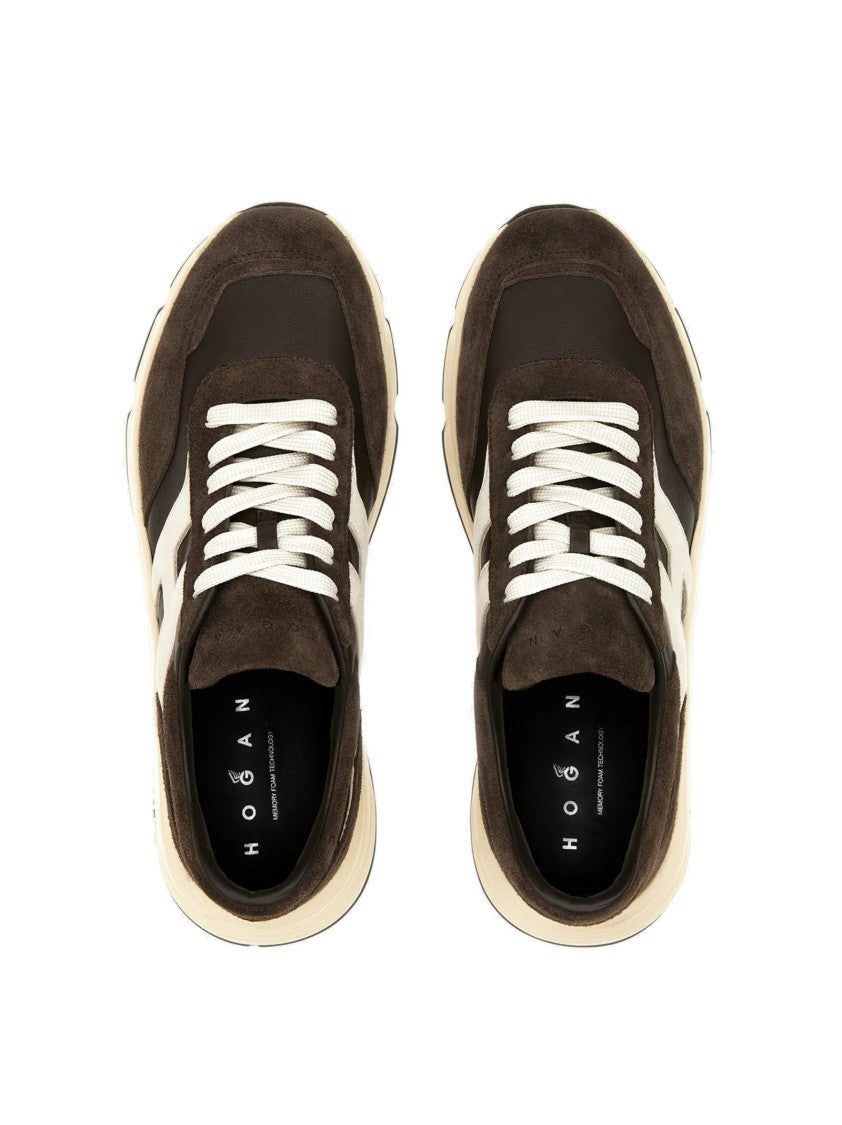 Hogan Brown Suede Sneakers With Leather Accents