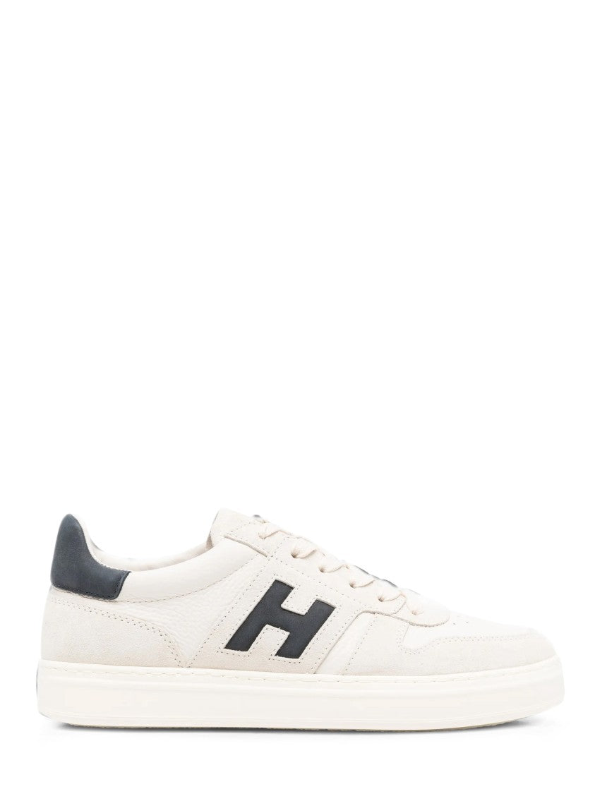 Hogan Low-Top Calfskin Sneakers With Contrasting Heel And Signature Logo